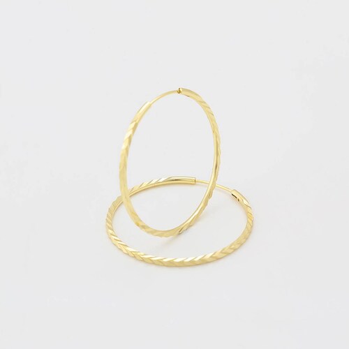 CRISTAL AMOR Aretes Arracadas Facetadas Espejo Ligeras 4 cm Oro 14K Laminado .