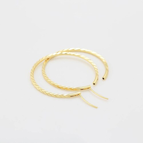 CRISTAL AMOR Aretes Arracadas Facetadas Espejo Ligeras 4 cm Oro 14K Laminado .