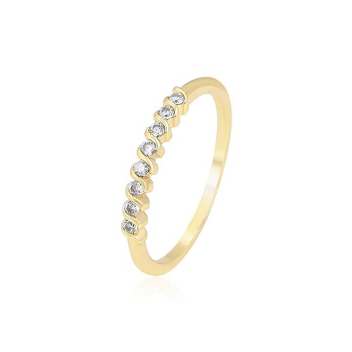 CRISTAL AMOR - Anillo Churumbela para Dama Trenzado Cristales Austriacos Oro 14K Laminado Talla Dorado 6