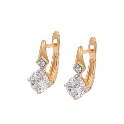 CRISTAL AMOR - Finos Aretes Dama Con Cristal Austriaco Oro 14k Laminado 