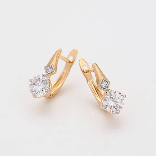 CRISTAL AMOR - Finos Aretes Dama Con Cristal Austriaco Oro 14k Laminado 