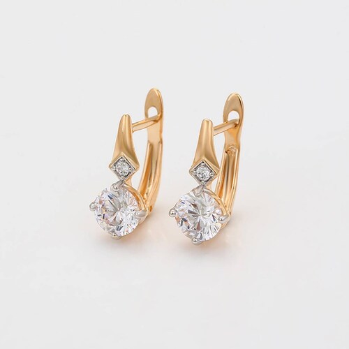 CRISTAL AMOR - Finos Aretes Dama Con Cristal Austriaco Oro 14k Laminado 