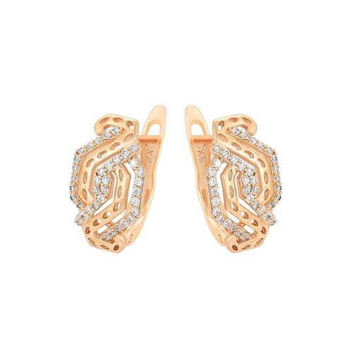 CRISTAL AMOR - Elegantes Aretes Con Swarovski Diseño Grecas Oro 14k Laminado 