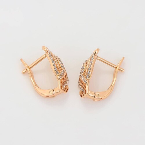 CRISTAL AMOR - Elegantes Aretes Con Swarovski Diseño Grecas Oro 14k Laminado 