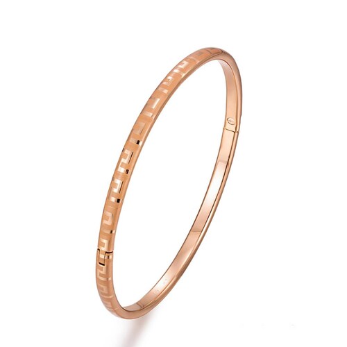 CRISTAL AMOR - Pulsera Brazalete Para Dama Diseño Grecas Oro 18K Laminado Dorado