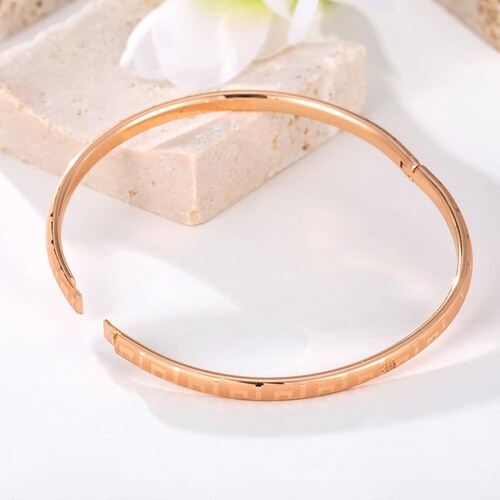 CRISTAL AMOR - Pulsera Brazalete Para Dama Diseño Grecas Oro 18K Laminado Dorado