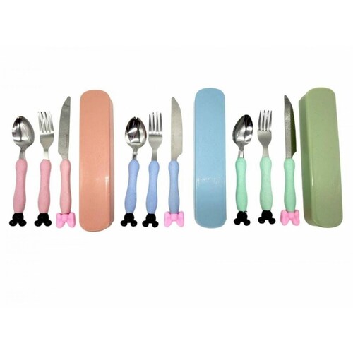 Cubiertos Niños, Lindo Acero Inoxidable Juego de Cubiertos Cuchillo Tenedor  Cuchara Set Cubiertos con Estuche Cubiertos para Hogar Escuela Trabajo  Camping- 3 Piezas : : Hogar y cocina