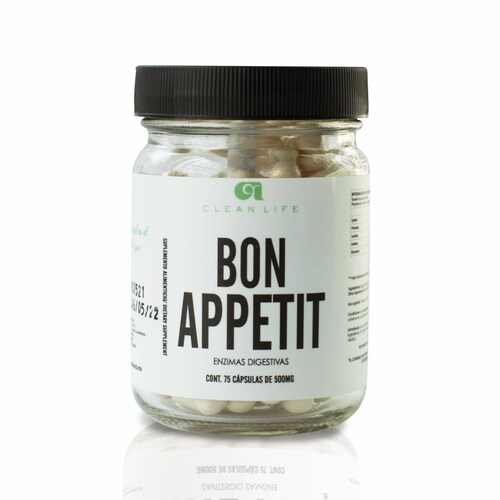 Capsulas de Enzimas Digestivas- Bon Appetit- Clean life- 75 caps de 500 mg