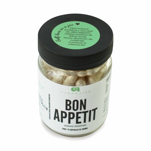 Capsulas de Enzimas Digestivas- Bon Appetit- Clean life- 75 caps de 500 mg
