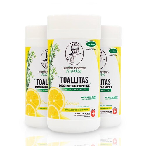 3 Pack- Toallitas Sanitizantes- Green Doctor-45 Toallitas cada uno