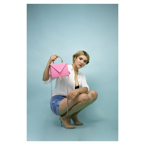 Bolso Para Mujer Rosa Pop Cabra Sintetico Belinda Nueva Imagen