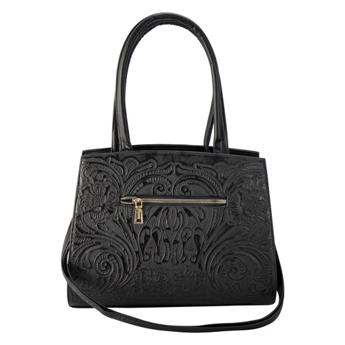 Bolso Para Dama Negro Piel Grabado Piel Teresa Nueva Imagen