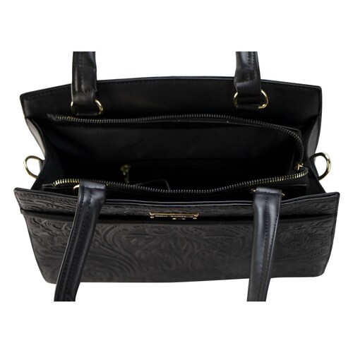 Bolso Para Dama Negro Piel Grabado Piel Teresa Nueva Imagen