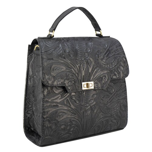 Bolso Para Dama Negro Piel Grabado Piel Addae Nueva Imagen