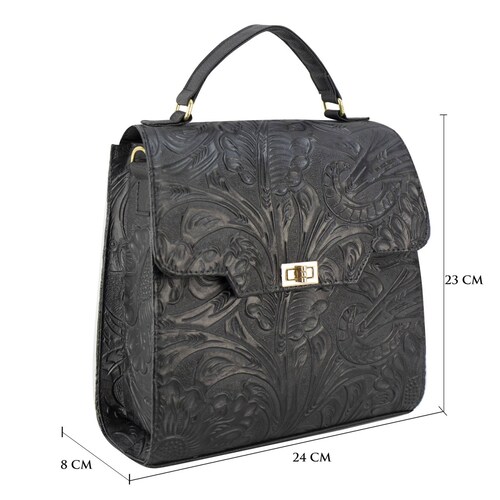 Bolso Para Dama Negro Piel Grabado Piel Addae Nueva Imagen
