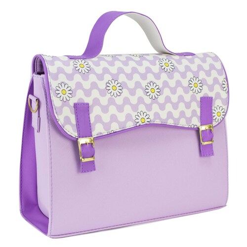 Bolso Para Dama Lila Flor Retro Sintetico Merlina Nueva Imagen