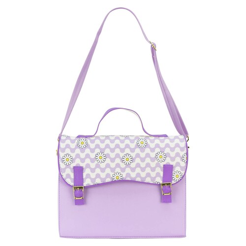 Bolso Para Dama Lila Flor Retro Sintetico Merlina Nueva Imagen
