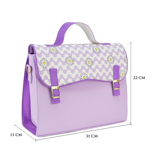 Bolso Para Dama Lila Flor Retro Sintetico Merlina Nueva Imagen