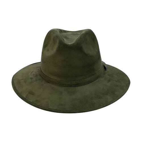 Sombrero Unisex Verde Olivo Gamuzina Gamuza Sintética Indiana M  Nueva Imagen