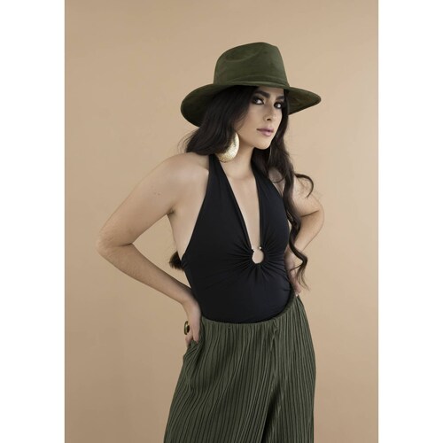 Sombrero Unisex Verde Olivo Gamuzina Gamuza Sintética Indiana M  Nueva Imagen