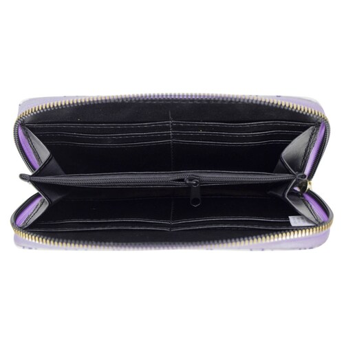 Cartera Para Dama Lila Flor Retro Sintetico Est.3 Nueva Imagen