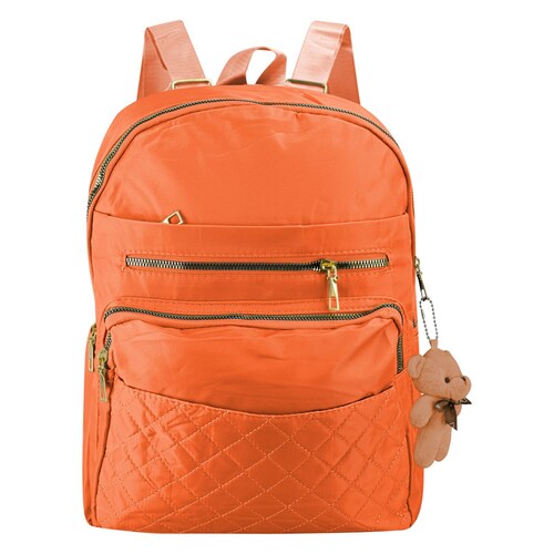 Mochila Para Dama Naranja Bimba Textil Karenka Nueva Imagen