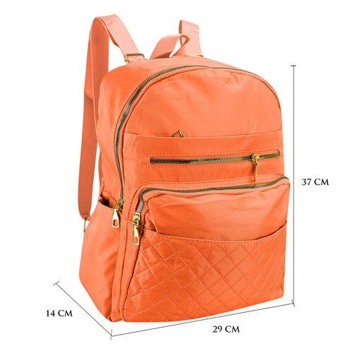 Mochila Para Dama Naranja Bimba Textil Karenka Nueva Imagen