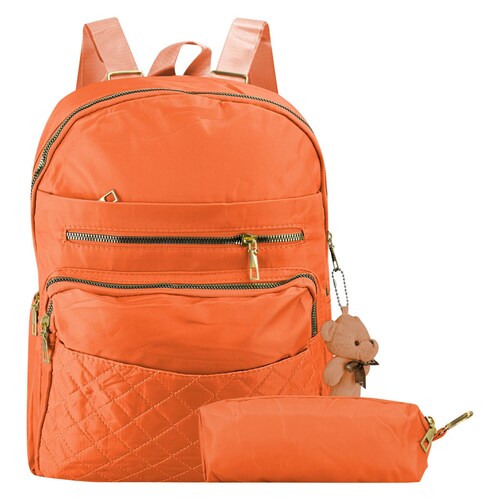 Mochila Para Dama Naranja Bimba Textil Karenka Nueva Imagen