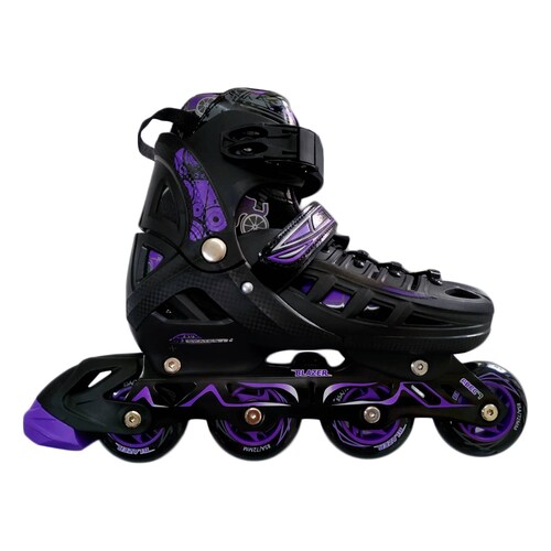 Patines Fitness En Linea Uso Urbano Ajustables Negro y Morado