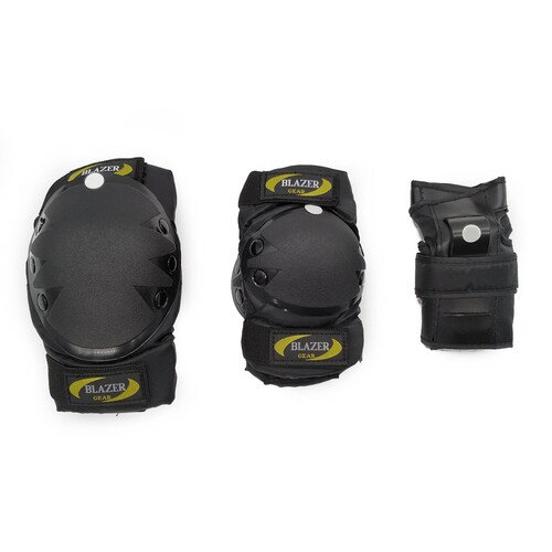 Kit de Protecciones Casco Negro Skate y Coderas Rodilleras Muñequeras Negro