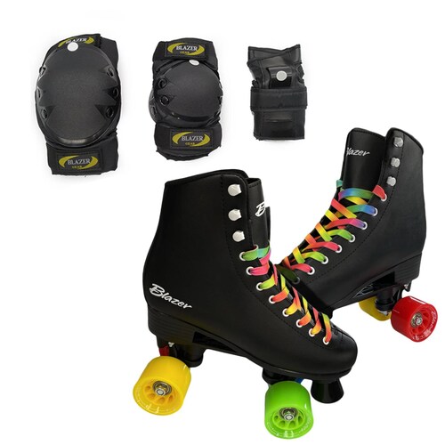 Patines Clásicos Roller Negro Pastel Riel de Plastico con Protecciones