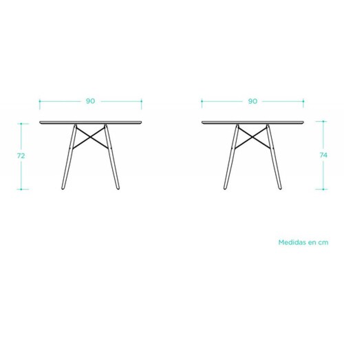 Mesa De Comedor Réplica Eames 90cm   Vidrio
