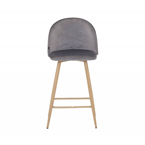 Banco alto Jonotla velvet pata natural   Gris oscuro