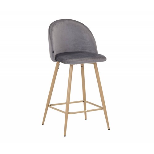 Banco alto Jonotla velvet pata natural   Gris oscuro