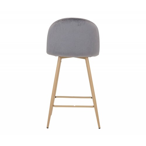 Banco alto Jonotla velvet pata natural   Gris oscuro