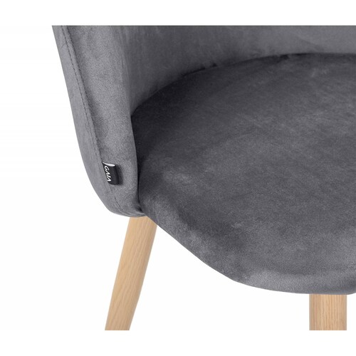 Banco alto Jonotla velvet pata natural   Gris oscuro
