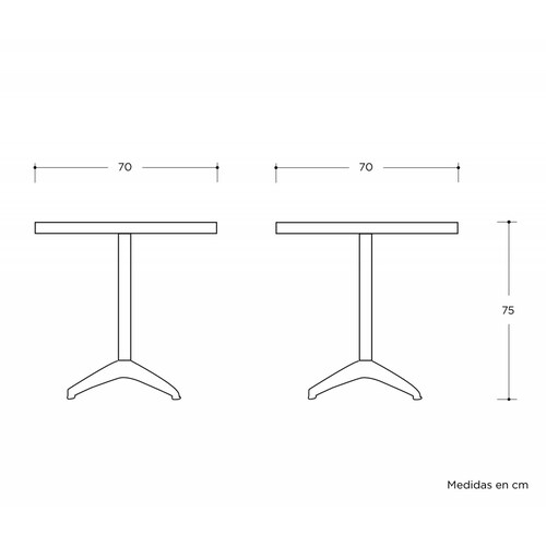 Mesa de comedor Trento B cuadrada   Encino
