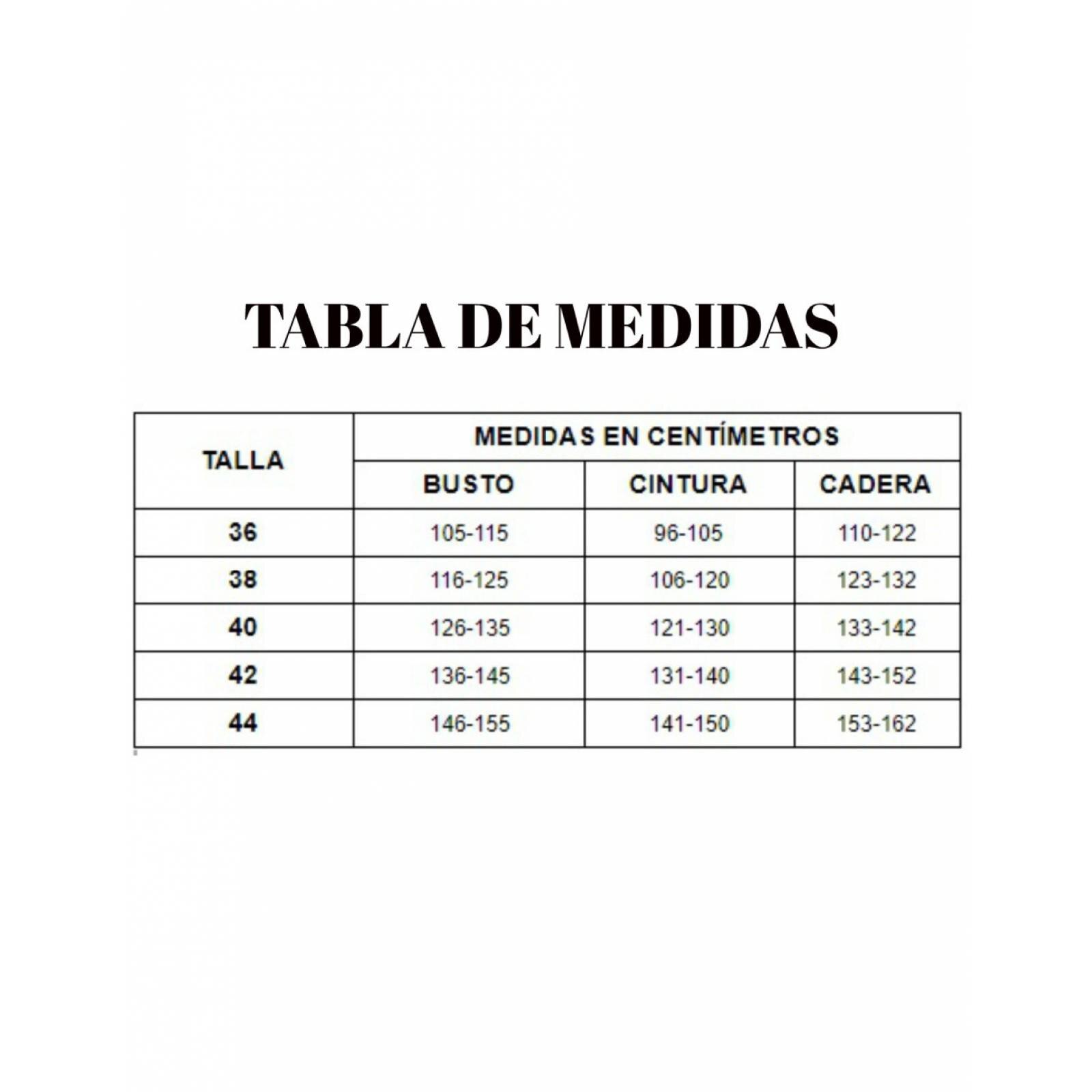 Tabla de medidas online para short de dama