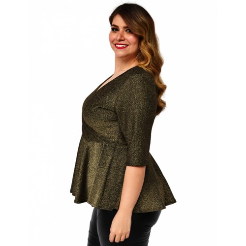 Blusa Roman Fashion 1759 corte peplum en talla extra para dama