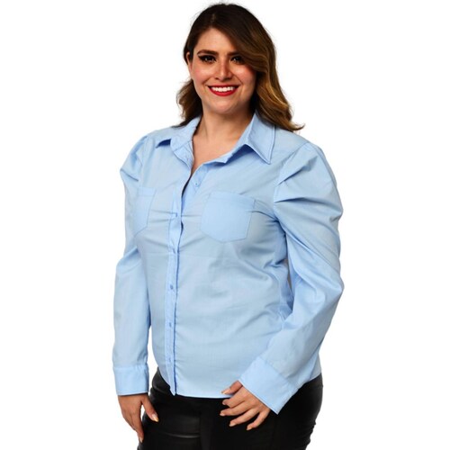 Camisa talla extra con manga bombacha, modelo 3217 (azul) 