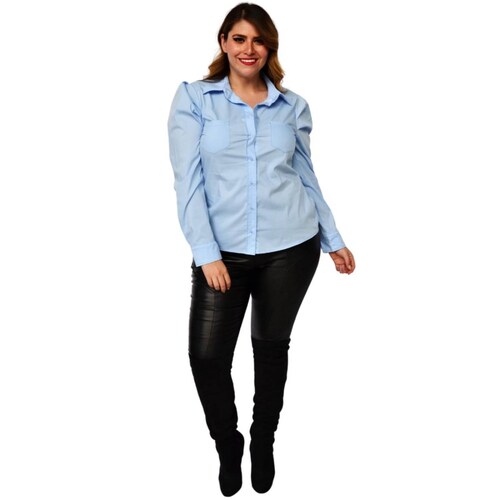 Camisa talla extra con manga bombacha, modelo 3217 (azul) 