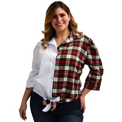 Camisa talla extra,2 texturas, modelo 1928 (verde-rojo) 