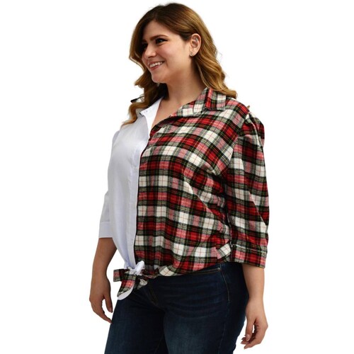 Camisa talla extra,2 texturas, modelo 1928 (verde-rojo) 