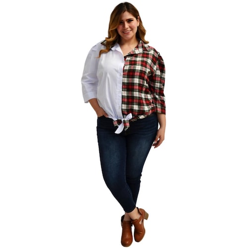 Camisa talla extra,2 texturas, modelo 1928 (verde-rojo) 