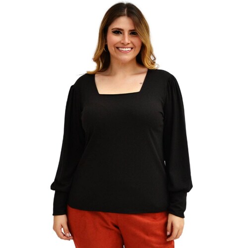 Blusa manga larga en talla extra, modelo 1750 (negro) 
