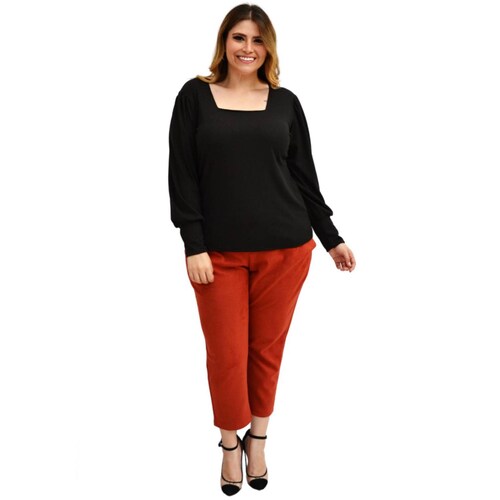 Blusa manga larga en talla extra, modelo 1750 (negro) 