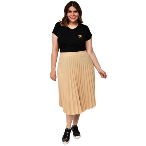 Falda plisada en talla extra, modelo 715 (arena) 