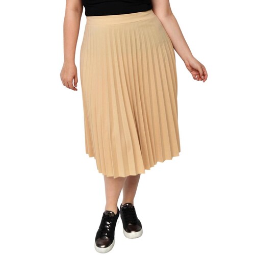 Falda plisada en talla extra, modelo 715 (arena) 