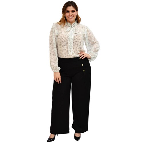 Blusa de chiffon talla extra, modelo 4200 (blanco puntos) 