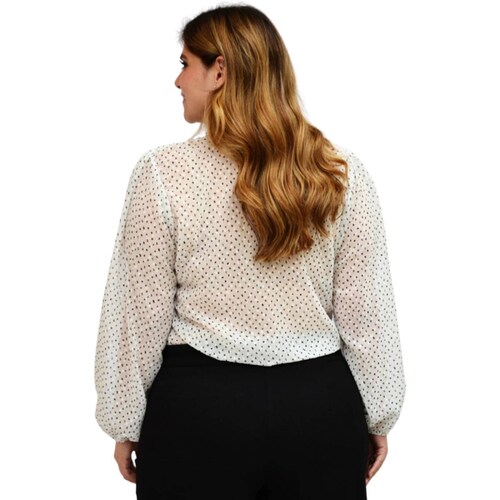 Blusa de chiffon talla extra, modelo 4200 (blanco puntos) 